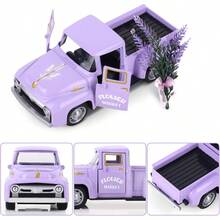 LavenderInspired Home Decorative Metal Truck With Artificial Lavender Arrangement Rustic Pickup Truck Miniature DieCast Model For Farmhouse Desk Accessories Layered Trays And Kitchen Decorations - Purple - View 4