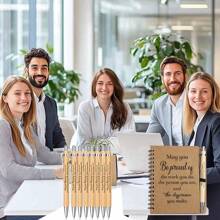 2pcs/Set, 6sets/12pcs, 10sets/20pcs Employee Appreciation Gift Set - Includes Motivational Bamboo Ballpoint Pen And Spiral Notebook, Appreciation Notebook Mini Spiral Inspiration Notebook Wholesale Thank You Gifts For Volunteers, Teachers, Nurses, Team Building, Birthday, Retirement, Holiday Office (20pcs/12pcs/2pcs)