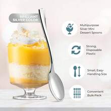 Posh Setting  Silver Plastic Mini Spoons For Desserts, Appetizers, Tasters, I Cream  4 Inch Disposable Tiny Spoons(36 Pack) - 迷你銀勺 - 36 支 - 查看 5