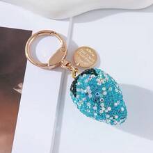 1pc Zinc Alloy Rhinestone Strawberry Fruit Keychain, Suitable For Multi-Occasion Wear Christmas Gift - Light Bulb Strawberry Keychain - View 8