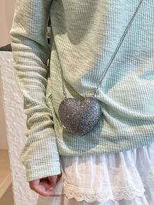 1 件斋月迷你纯色珍珠亮光手提包，情人节礼物单肩斜挎包