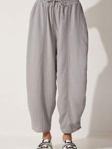 Women's Gray Linen Shirt Shalwar Trousers Set