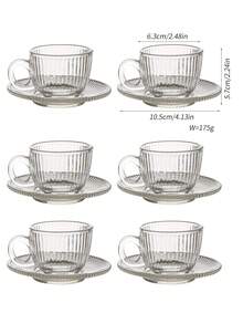 1 套，豪华玻璃咖啡杯碟套装，非常适合午后休闲，透明设计 6 件，2.8 盎司/80 毫升，浓缩咖啡杯，适合家庭和派对 - 彩色 - 查看 11