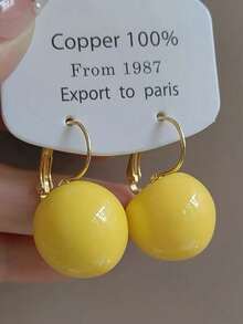 2 pares/set o individual Pendientes de óvalo geométrico de resina acrílica de colores tipo macaron para mujeres, diseño minimalista adecuado para primavera/verano, citas, fiestas, ir y venir, multiocasiones - Redondo multicolor - Ver 5