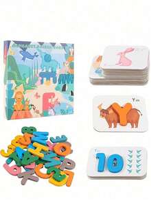 Montessori Wooden ABC & Number Puzzles - Engaging Preschool Learning Flashcards With Animal Fun - Multicolor - View 6