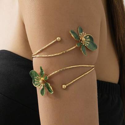 1pc Floral Pendant Bracelet, Elegant & Fashionable Design For Women, Suitable For Vacation