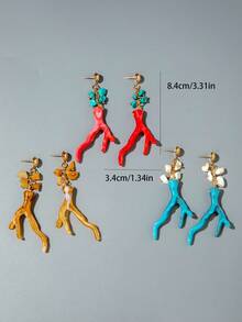 imoli 1 对海滩度假波西米亚风格吊坠亚克力珊瑚耳环，适合女士佩戴，独特设计适合日常、海滩旅行、旅行（不同片数和尺寸的亚克力碎片）