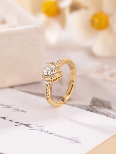 1pc Elegant Minimalist Heart Shaped Copper Ring, Ideal Gift For Loved Ones And Friends