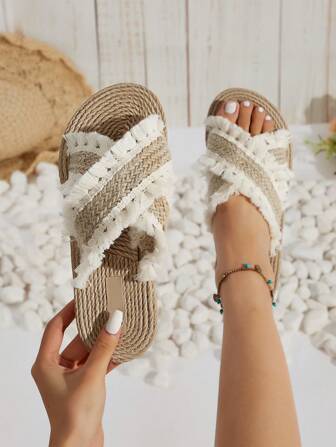 Women's Slippers, 2025 New Spring/Summer Beach Sandals, Lightweight Outdoor Wear, Soft Bottom, Elegant & Comfortable, Bohemian Fashion, Vacation, Beach, Sport, Casual, Flat Slide Sandals