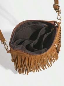 Bolso de hombro cruzado con flecos retro y distintivo, bolso cruzado vintage con flecos, bolso de hombro versátil para mujer, bolso cuadrado con flecos de estilo bohemio para uso diario y como regalo de festival