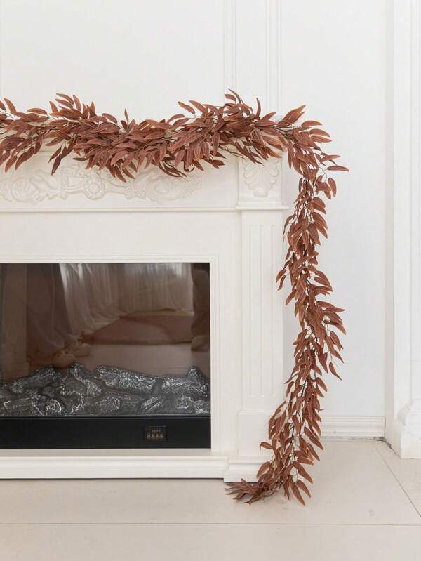 72 piezas de hojas de eucalipto de otoño falsas, 1 pieza de tela de seda de 190 cm, adecuado para el festival de la cosecha, Acción de Gracias, Halloween, decoración del hogar, decoración de ventanas, decoración de gabinetes, decoración de escaleras, decoración de fiestas, plantas falsas