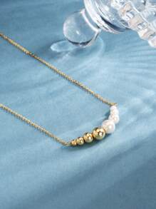 1 stuk S925 zilveren ketting met natuurlijke parelhanger, kralen minimalistische chique elegante sleutelbeenketting vrouwen sieraden cadeau