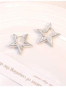 2 件优雅五角星设计女士耳环夹，适合日常和节日佩戴