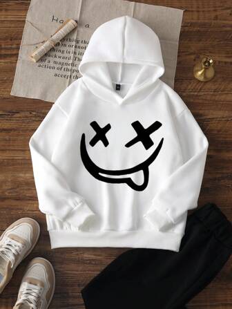 2 件套年轻男孩印花保暖内衬连帽运动衫套装，保暖长袖上衣 - 时尚连帽服装让每个孩子都成为时尚偶像，秋冬季