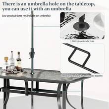MAMIZO 7 Piece Outdoor Patio Dining Set, Rectangular Tempered Glass Table With Umbrella Hole, 6 Person Patio Table And Chairs Furniture For Backyard - Brown - View 5