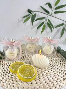 1/3/5pcs, Acrylic Box Shell Candles, Guest Wedding Gifts, Aromatherapy Candles, Bow Souvenir Gift Box, Wedding Party Decoration, Home Decoration, Bedroom Decoration, Wedding Candles, Wedding Accessories Bridesmaid Gift Box, Essential Holiday Gifts