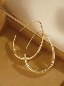 Boucles d'oreilles à créoles légères en forme de larme pour femmes, grandes boucles d'oreilles ovales dorées brillantes avec languette, bijoux d'énoncé hautement polis, cadeau pour femmes et adolescentes, boucles d'oreilles à créoles en forme de U simples pour femmes - été - bijoux