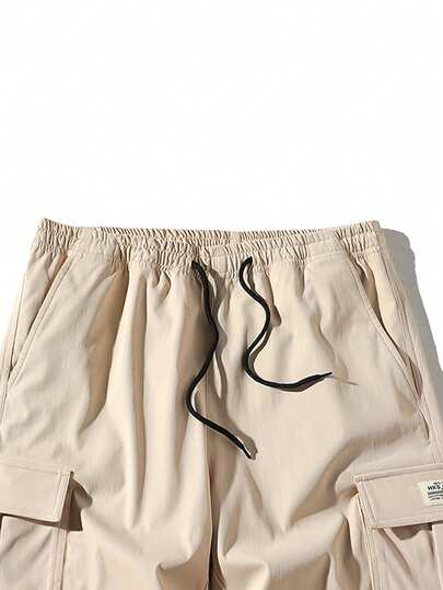 男士休闲工装短裤，多色涤纶，抽绳腰部，可调节肩带，松紧腰身，多个口袋，适合健身房，可水洗，非常适合夏季休闲活动，耐用面料慢跑短裤