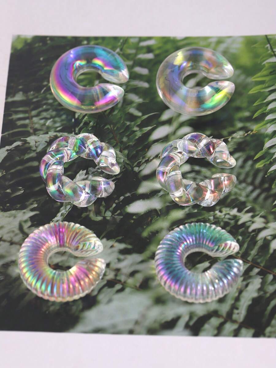 Earclip Earrings With Exaggerated Design For Non-Pierced Ears, Fashionable Ear Cuff Hoop Earrings Set, Suitable For Spring, Summer, Autumn And Winter - Multicolor - View 1