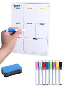 10 piezas Calendario magnético de borrado en seco para refrigerador, accesorios de refrigerador, pegatina de refrigerador, tablero de notas, planificador mensual, horario semanal, agenda diaria, calendario, lista de tareas con diversas opciones (28cm X 21cm)