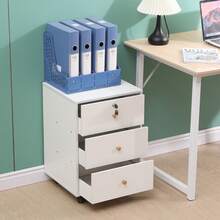 Small Mobile File Cabinet, Home Office Under Desk Drawers, File Storage Unit, Office Pedestal, Under Desk Unit, Small Bedside Drawers Cabinet On Casters - White - View 3