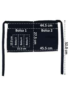 Mandil Corto Mesero Cantinero Con Bolsas Medio Delantal Gabardina 80% Algodón - Negro - Ver 4