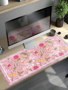 A Pink Flower Rubber Anti-Slip Gaming Mouse Pad For Desktop Computers/Laptops And Laptops, Available In Multiple Sizes - Pink - View 1