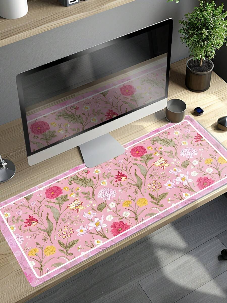 A Pink Flower Rubber Anti-Slip Gaming Mouse Pad For Desktop Computers/Laptops And Laptops, Available In Multiple Sizes - Pink - View 1