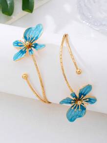 1pc Alloy Dual-Head Enamel Drip Glaze Drawing Flower Bangle, Simple And Elegant Fashion Elegant, Suitable For Mother's Day, Party, Banquet And Daily Wear
