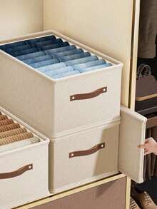 1 Piece White Clothes Storage Box, Foldable Oxford Cloth Drawer Style Clothes Storage Box, No Compartment, Closet Organizer For Jeans, Sweaters, Etc. Decorations, Autumn Decorations, Festival Decorations, Room Decorations, Home Decorations, Bedroom Decorations