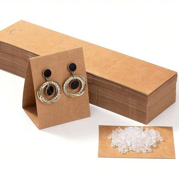 50 tarjetas de exhibición para aretes de pie con 100 respaldos transparentes para aretes, tarjetas de soporte para aretes, tarjetas de empaque de joyería para exhibir y colgar aretes