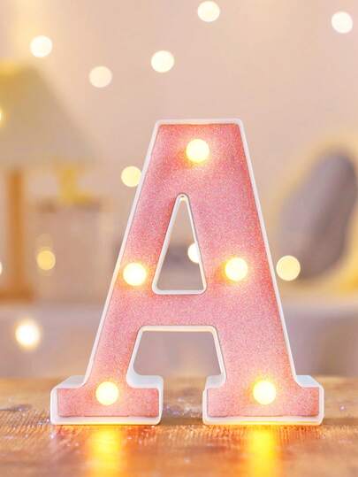 1 pieza Luz de letra creativa rosa iluminada de 6.3", lámpara con forma numérica, luz de alfabeto a batería, decoración del hogar, decoración de dormitorio, decoración de boda, decoración de fiesta, decoración de cumpleaños, lámpara de letra de decoración de mesa, decoración de luz del Día de San Valentín, luz de decoración de escena de propuesta