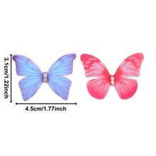 涤纶多色双层蝴蝶贴花、刺绣补丁、婚礼装饰、女士时尚配饰、适用于 DIY 发夹、婚纱、手机壳、墙壁、家居、衣服装饰、派对、婚礼、音乐节、度假、生日礼物、珠宝装饰