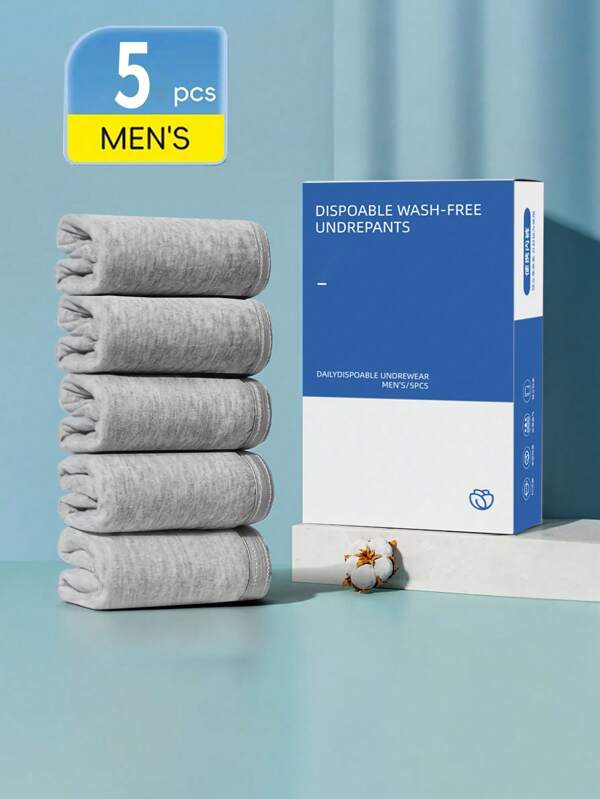 5pcs/Pack Men's Disposable Underwear, Pure, Sterile, Individually Packaged, Change Daily Without Washing, Travel & Boxing Shorts