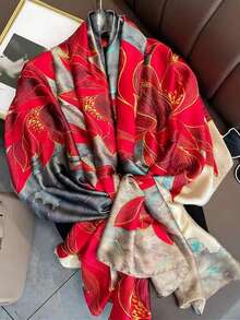 1件女款花卉印花薄款三角巾頭巾，柔軟輕盈大尺寸四季通用絲綢感披肩，適合旅行、派對、辦公室、婚禮、晚禮服，送禮首選 - 彩色 - 查看 22