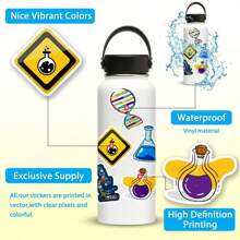 50Pcs/100pcs Science Stickers, Funny Chemical Biology Laboratory Kindle Stickers For Teens Adults, Vinyl Waterproof Stickers For Water Bottle Party Decoration Laptop Scrapbook Window