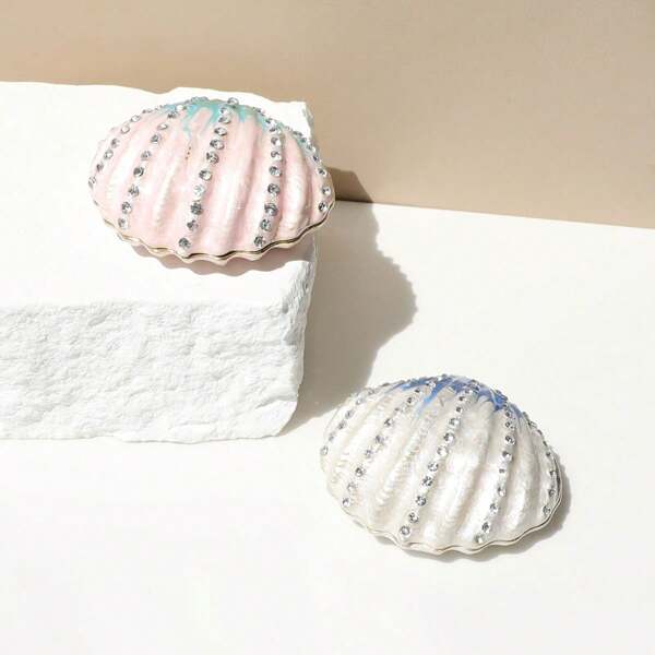 1pc Vintage Style Shell Jewelry Box, Creative High-End Delicate Jewelry Storage Box, Jewelry Organizer, Birthday Gift, Home Decor