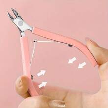 1pc Stainless Steel Nail Clipper With Non-Slip Handle, Nail Salon Manicure & Pedicure Tool Set Contains Trimmer And Grooming Instruments - Pink - View 2