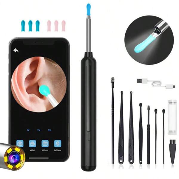 YW16 Latest Ear Wax Removal, Smart Ear Cleaner With HD Camera, Earwax Remove Kit With 7 Ear Pick, Ear Cleaner Kit With Light, 1080P Ear Camera For IOS & Android