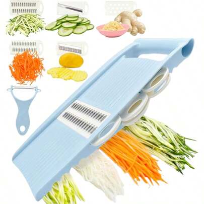 5 In 1 Mandoline Slicer Vegetable Slicer For Kitchen, Effortless Food Preparation With Space-Saving Storage, Multi Blade Potato Chip, Veggie Slicer, Vegetable Cutter, Julienne Shredder And Peeler, Kitchen Essential For Vegetables And Fruits