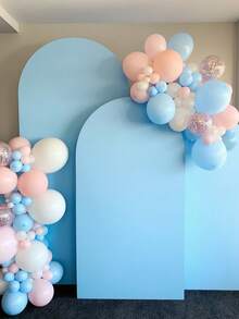 One Light Blue Arched Backdrop Cloth And Arched Cover, With Double-Sided Stretch Fabric Arched Background, Sized 65*150 Cm / 80*180 Cm / 100*200 Cm / 120*220 Cm. It Is Perfectly Suitable For Festival Decorations Such As Wedding And Birthday Party Arch Decorations, Graduation Ceremonies, Mother's Day, Halloween, Christmas, And Banquet Decorations (The Arch Is Not Included, Only The Cloth Backdrop Is Included). - Blue - View 2