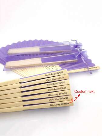 Vita bröllopspappersfläktar med namn/logotyp, inbjudningskortsfläktar, klassiska vita gör-det-själv-pappersfläktar