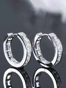 1 Paar klassische 925 Sterling Silber Ohrringe mit kubischem Zirkonia, Hochzeits- und Jahrestags-Ohrschmuck für Frauen, hochwertiger Schmuck