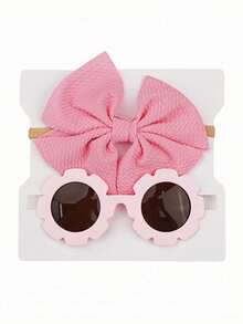 2 件婴儿提花蝴蝶结头带和太阳镜套装，精致可爱的柔软发带，沙滩太阳镜套装，万圣节摄影道具，造型奇迹