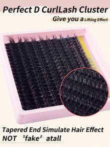 200 piezas Extensiones de pestañas individuales en racimos 5D esponjosas y gruesas, 10-18 mm, rizo D, racimos de pestañas 100D/80D, extensiones de pestañas individuales desmechadas - D - Ver 4