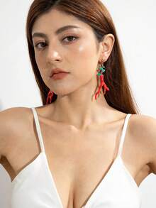 imoli 1 对海滩度假波西米亚风格吊坠亚克力珊瑚耳环，适合女士佩戴，独特设计适合日常、海滩旅行、旅行（不同片数和尺寸的亚克力碎片）