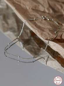 EleRunis 1 件 Ins 手链 S925 纯银锆石链 18K 镀金简约多层表带百搭女士手链意大利魅力手链