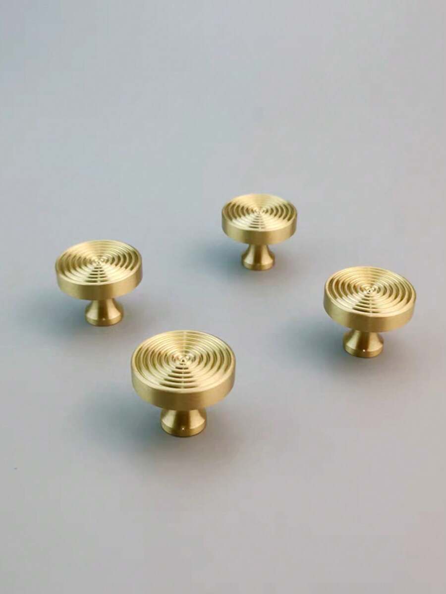 5 件/套金色单孔橱柜把手、抽屉旋钮、圆形小把手适用于橱柜、抽屉、衣柜、梳妆台、家具 - 配有螺丝 - 金色 - 查看 1