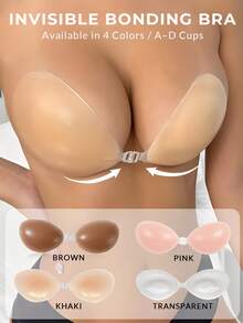 1对隐形无肩带硅胶胸罩，女士专用——聚拢无背胸垫，轻薄舒适，可重复使用，适合连衣裙、婚礼、夏季及日常穿着。 - 彩色 - 查看 2