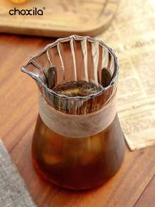 choxila 1个500毫升耐热玻璃咖啡壶，竖条纹高硼硅玻璃咖啡壶，带木环的茶壶，咖啡杯，茶杯 - 淺灰色 - 查看 10